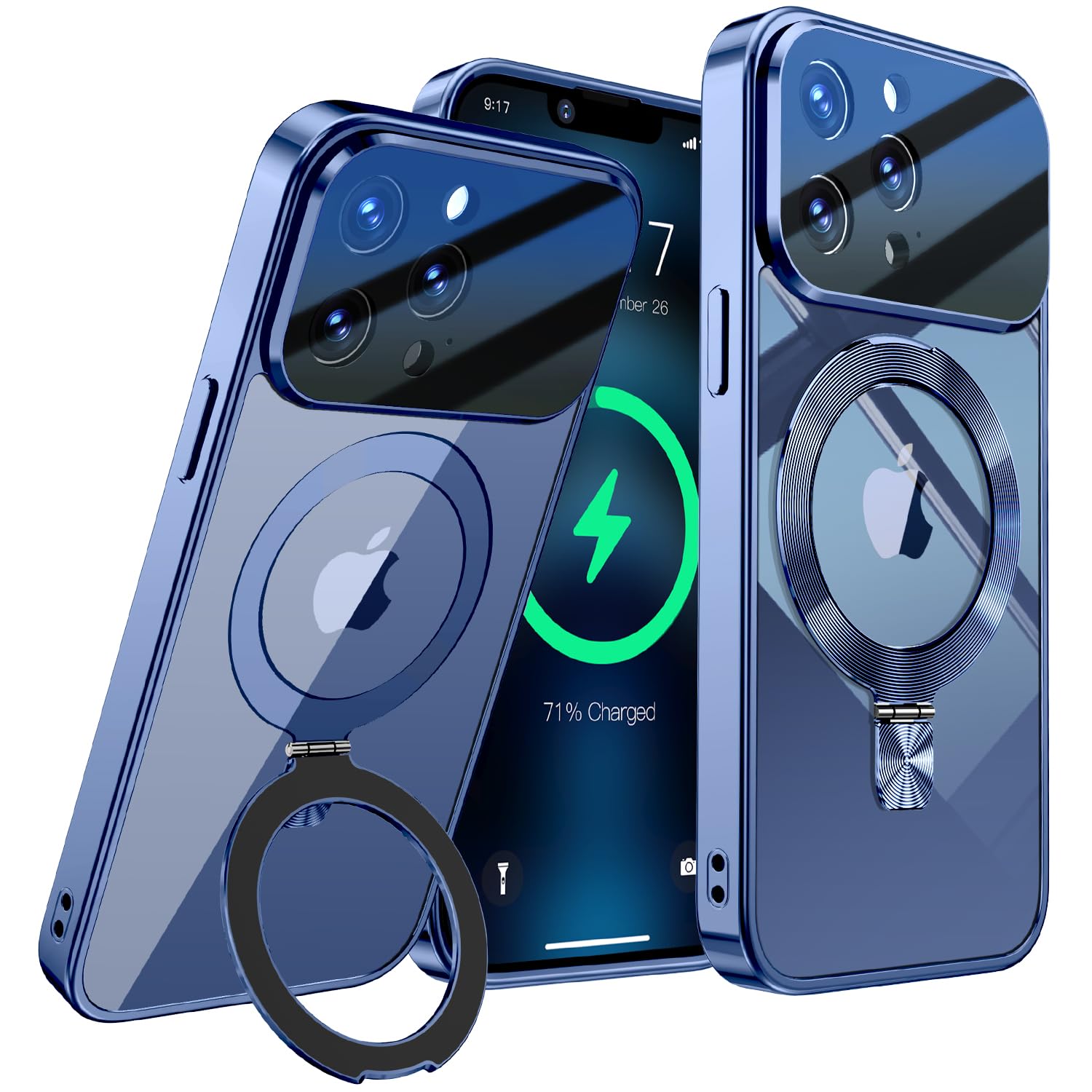 Photo 1 of [Full Camera Lens Protection+CD Ring Compatible with MagSafe Stand]Magnetic for iPhone 12 Pro Max Case, Military Grade Drop Protection Electroplated Bumper Non-Yellowing Clear Case for Women Men Girls