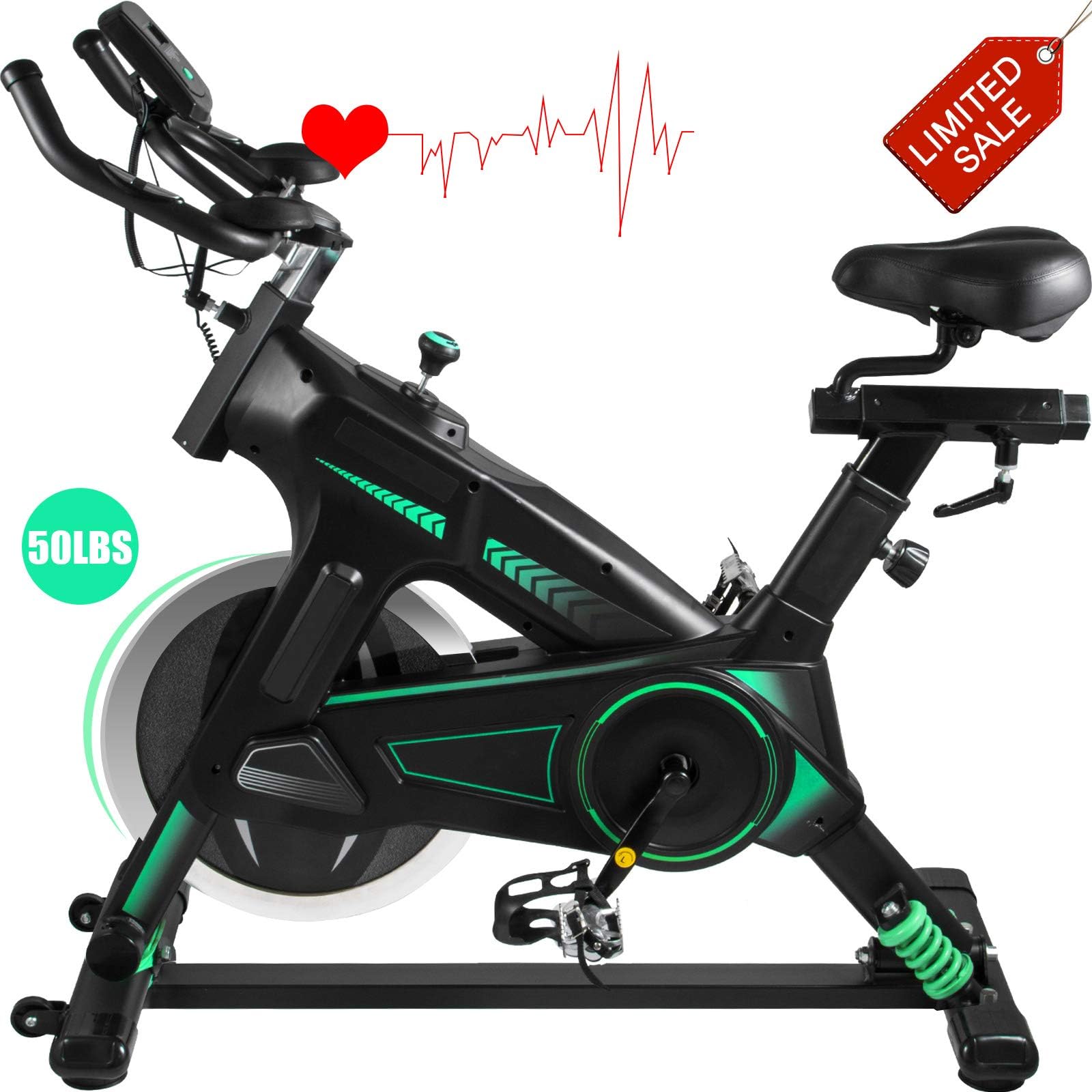 Happibuy Indoor Cycling Bike Office Exercise Bike Height Adjustable Cycle Exercise Bike Adjust Resistance Easy Moving with App and Table