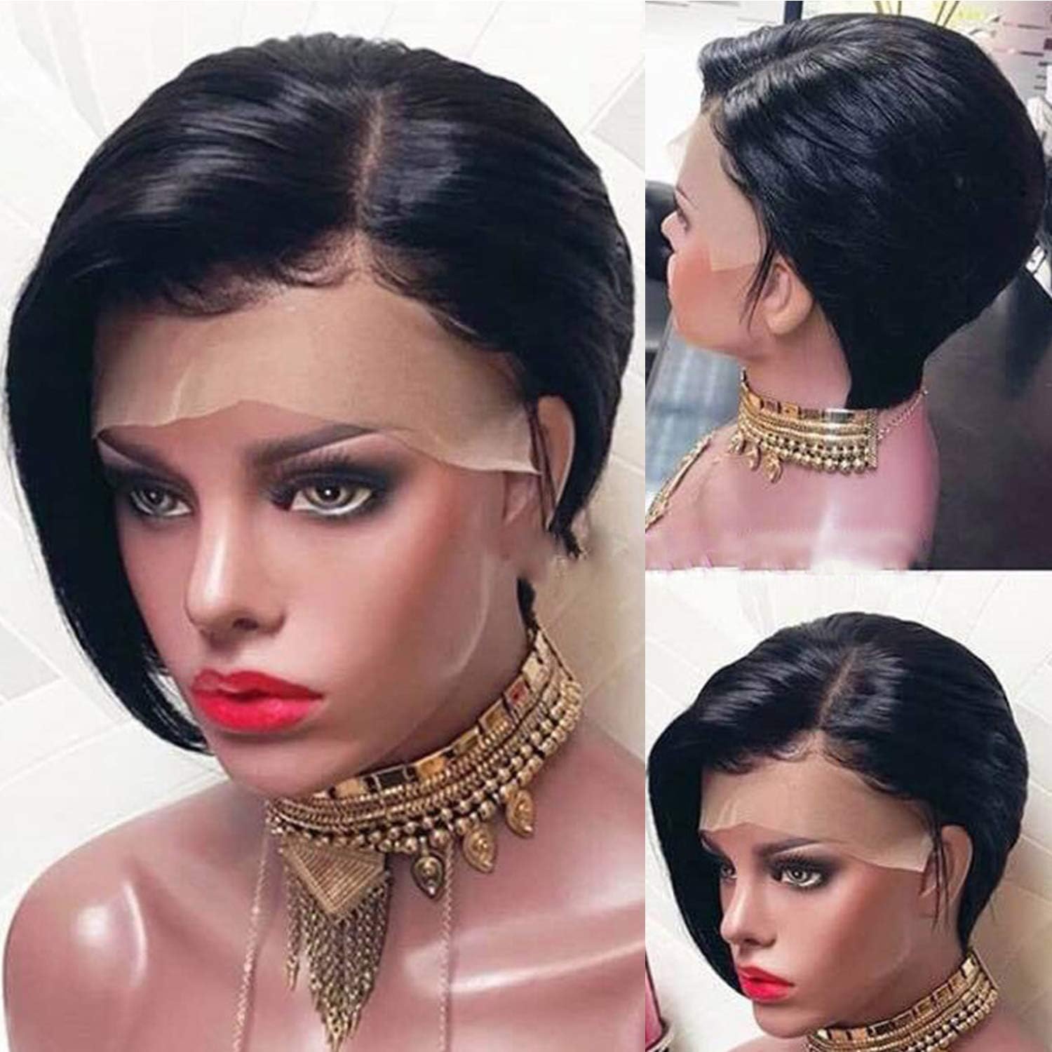 150% Lace Front Wigs Human Hair Pixie Cut Bob Wig Pre Plucked With Baby Hair Human Hair Lace Front Wigs 13x4 Short Haircuts Lace Wig For Black Women