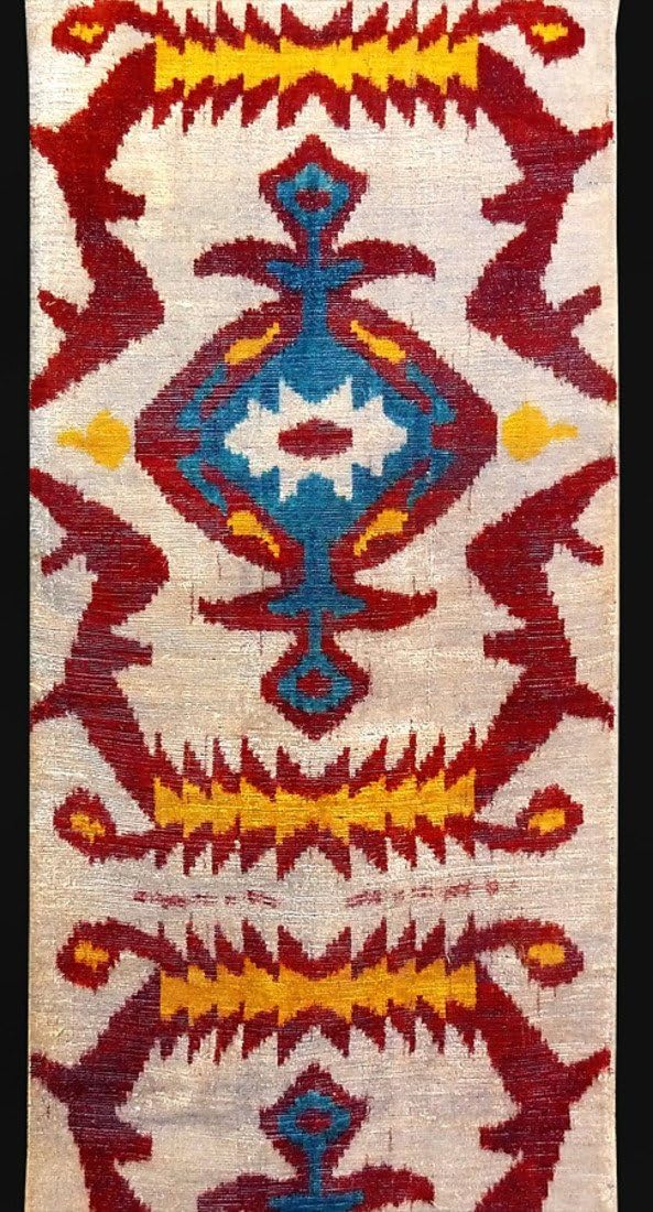 UZBEK PURE SILK IKAT HANDCRAFTED ABR VELVET FABRIC"BAKHMAL" By The Meter A4492