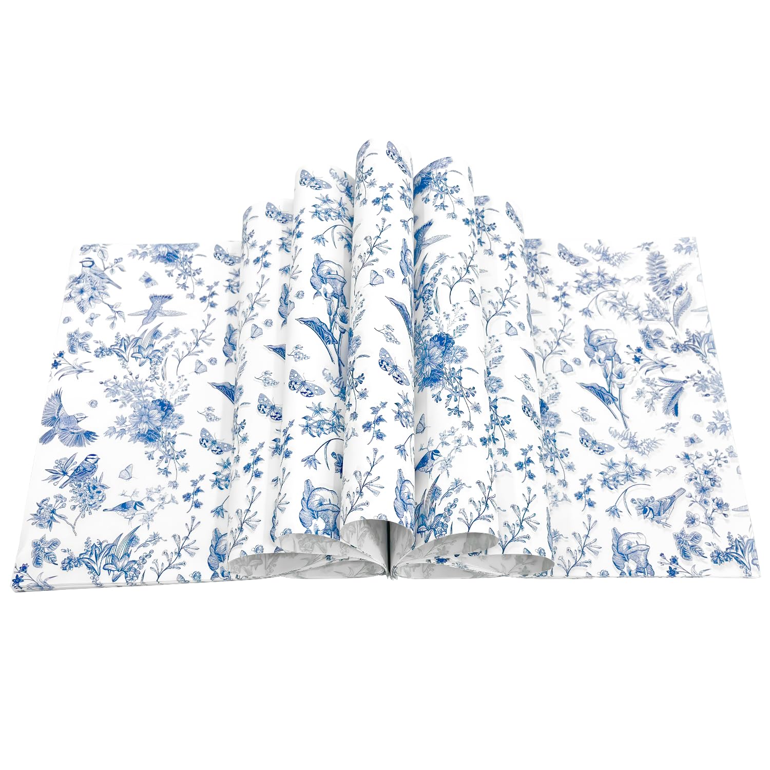 Photo 1 of 150 Pcs Wax Paper Sheets for Food, Chinoiserie Bird and Flower Design Waterproof Greaseproof Deli Paper, 9.8 x 8.3 Inch Blue Sandwich WrappingPaper, Picnic Basket Liners for Kitchen Party Supplies