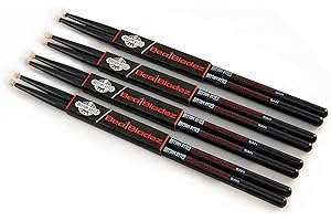 RHYTHM BYTES Drum sticks (4 Pairs) | 5AN Drum Sticks | Nylon tip for Brighter, Defined Sound, Oak Drumsticks, Black, Drumsticks for electronic drums and acoustic, 4-Pack, Beat Bladez series