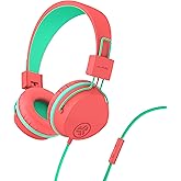 JLab JBuddies Studio On-Ear Kids Wired Headphones, Toddler Headphones, Kid Safe, Studio Volume Safe, Volume Limiter, Folding, Adjustable, Noise Isolation, with Mic (Peach)