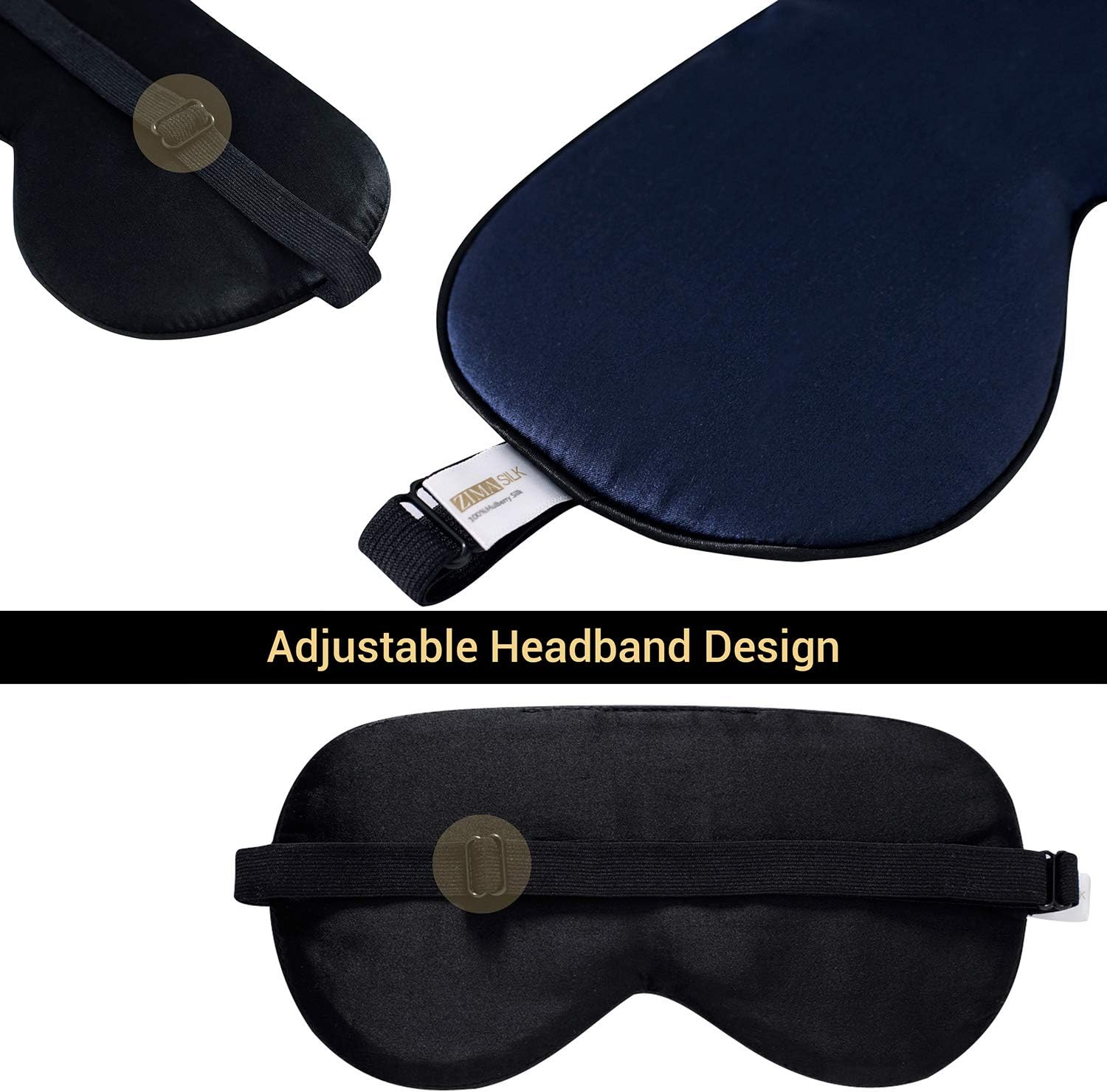 ZIMASILK 100% Natural Silk Sleep Mask,Adjustable Super-Smooth Soft Eye Mask for Sleep,12 Color Option(Navy Blue): Health & Personal Care