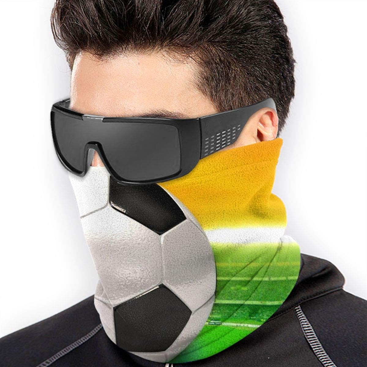 Soccer Ball On The Field Neck Gaiter Warmer Men Women Warm Windproof