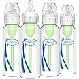 Dr. Brown's Natural Flow Anti-Colic Options+ Narrow Baby Bottle, 8 oz/250 mL, with Level 1 Slow Flow Nipples, 0m+, 4 Pack