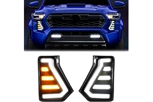 Fancemot LED Front Bumper Fog Lights Daytime Running Lights DRL Turn Signal Lights Compatible with 4th Gen 2024 2025 Toyota Tacoma