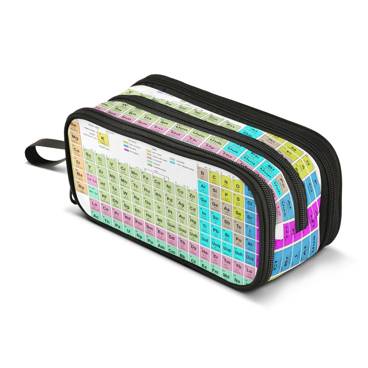 Periodic Table Pencil Case 3 Compartment Pen Bag Pouch Holder Box School Portable Stationery Storage Bag for Girls Boys