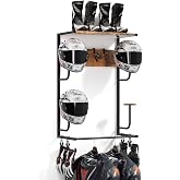 OMISRUIS Motorcycle Helmet Holder Wall-Mounted Helmet Rack with 4 Glove Chips&amp; Hooks - Rustic Bike Helmets Storage Organizer, Universal Wall Mount for Helmets, Gear, Clothes, Accessories，Retro