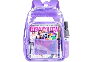 AGSDON Clear Backpack, Heavy Duty Transparent Bookbag, See Through PVC Backpacks for Women Men
