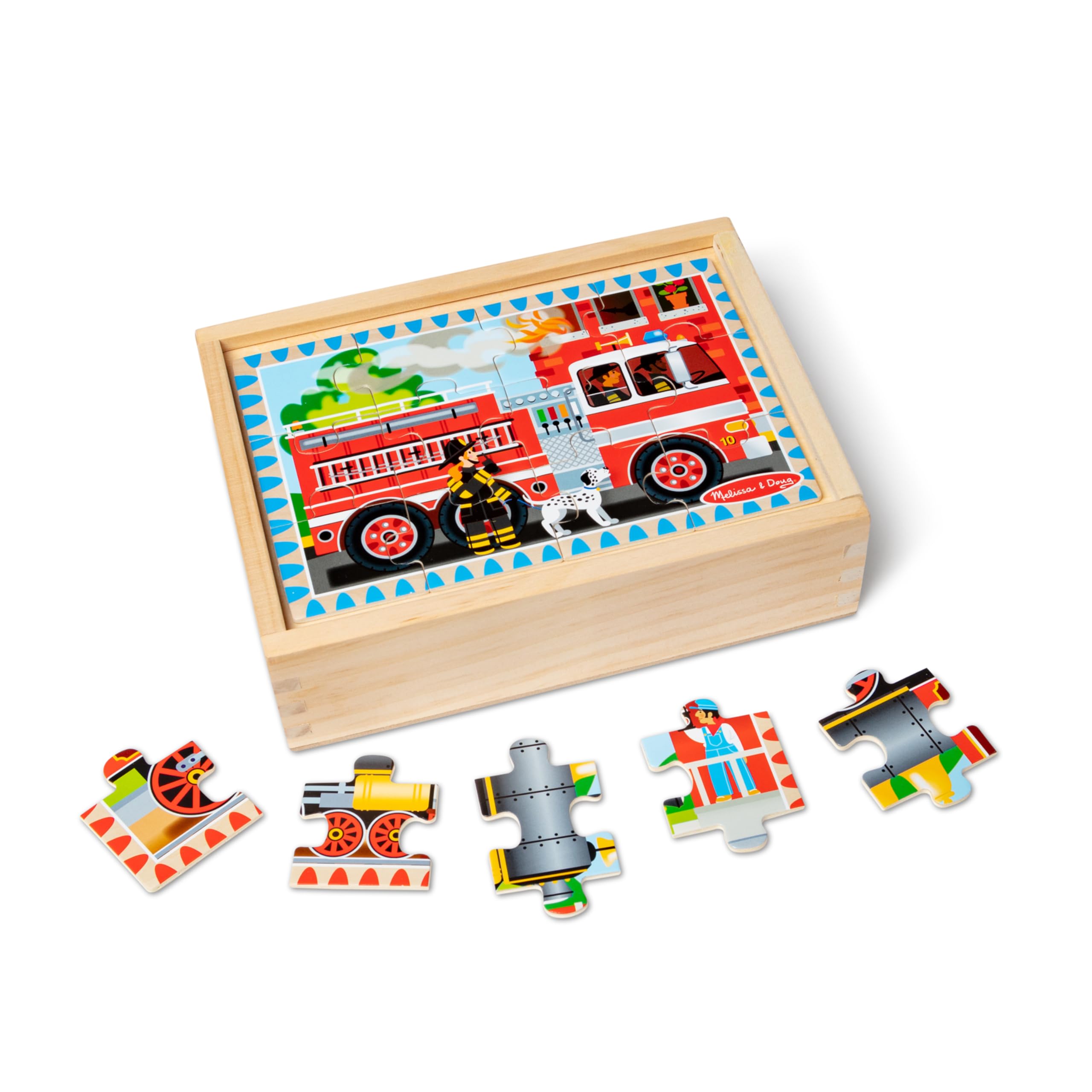 Melissa & Doug Wooden Jigsaw Puzzles in a Box 2-Pack for Preschool Boys and Girls – Pets, Vehicles