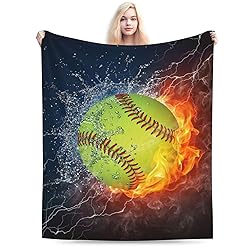 Softball On Fire and Water Sofa Throw Blanket