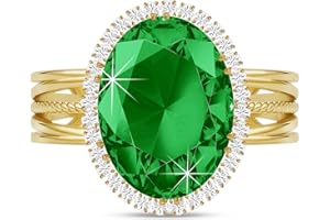 Linawe Birthstone Chunky Adjustable Rings for Women, Gold/Silver/Rose Gold Statement Rings, Imitation Diamond Fake Gemstone C