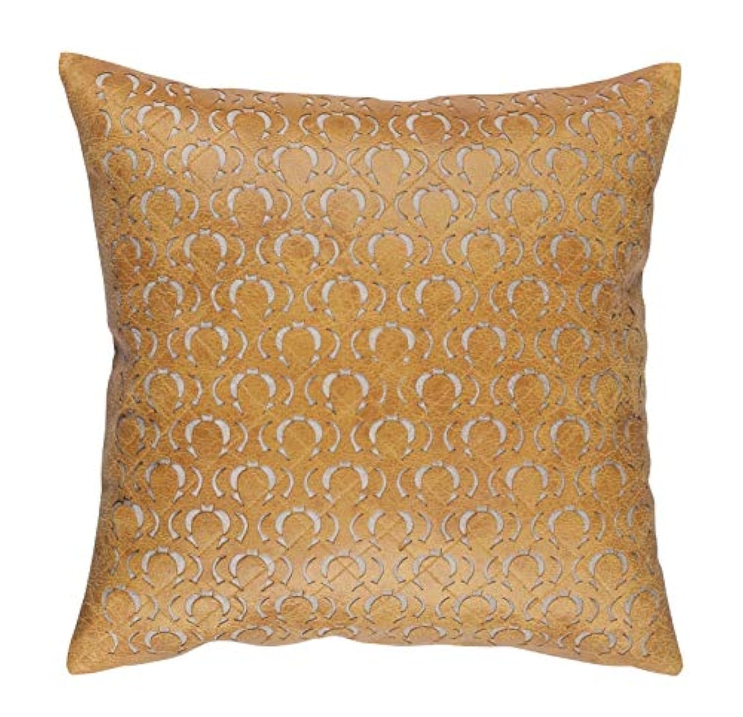 Cushion Cover, Handmade Cushions, Decorative Cushions, Velvet Touch Laser Cut Embroidery Accent Home Sofa Cushion Cover Pillowcase (Standard, 45 x 45 cm) Mustard
