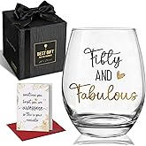 QHLLWT 50th Birthday Gifts for Women Wine Glass - fifty and fabulous, Funny Bday Present Ideas (15 Oz wine glass, 1975), 50 Year Old Gift For Her, Mom, Wife, Friends -12