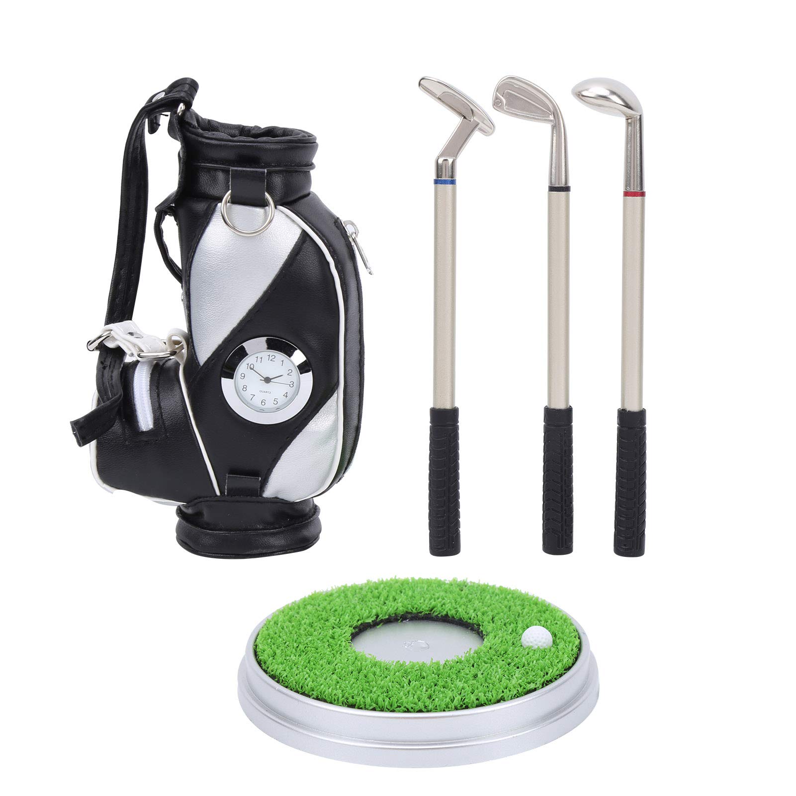 RiToEasysports Bag Pen Holder and Base,Mini Desktop Bag Pen Holder Miniature Model Decoration Novelty Gift Set (Black Silver) Leisure Sport