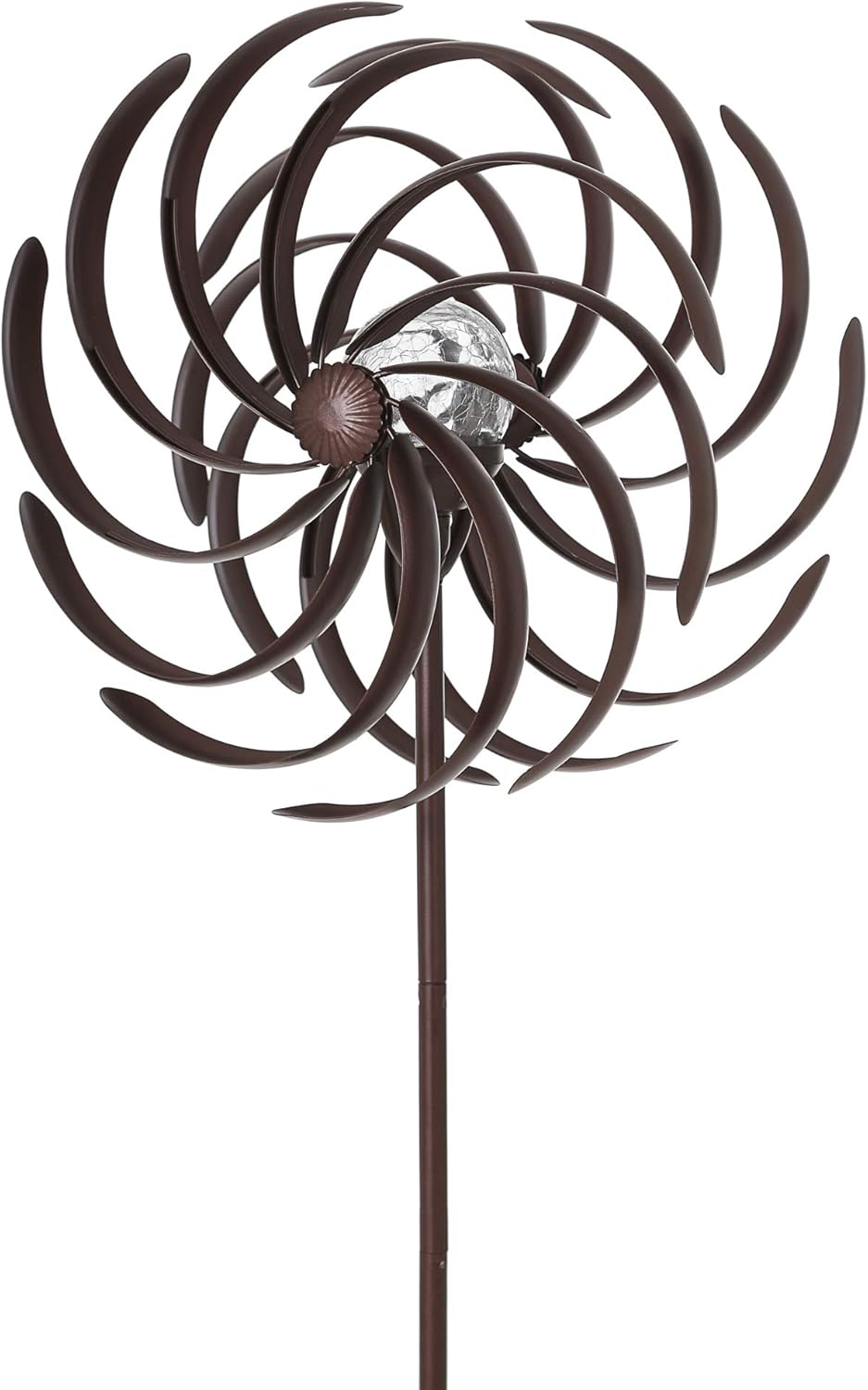 Solar Wind Spinner Willow Leaves-Improved 360 Degrees Swivel Multi-Color LED Lighting Solar Powered Glass Ball with Kinetic Wind Spinner-Metal Sculpture Construction-Outdoor Yard Lawn & Garden : Garden & Outdoor