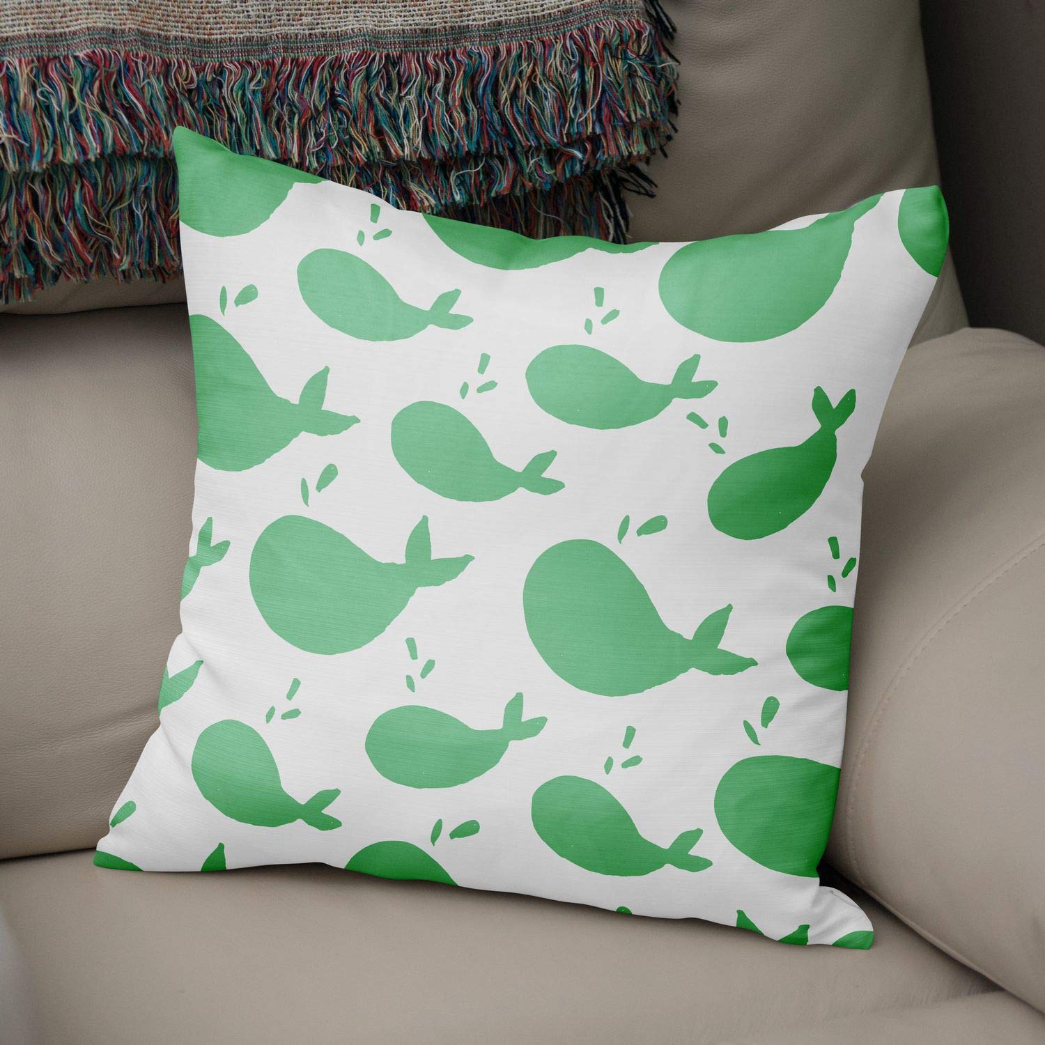 Bonamaison Decorative Cushion Cover, Polycotton, Green, Standard