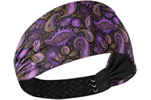HXshaoye Purple Paisley Black Non-Slip large headbands for women Elastic sweat band for Workouts Workouts diademas para ni as