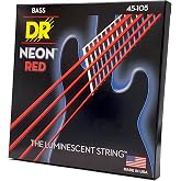 DR Strings NEON Electric Bass Guitar Strings - .045-.105 Medium, Red