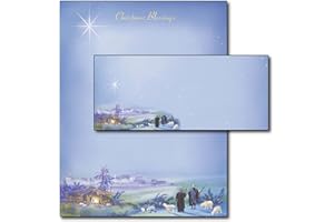 DESKTOP PUBLISHING SUPPLIES, INC. "Wondrous Light" Religious Christmas Paper with Envelopes - 40 Sets