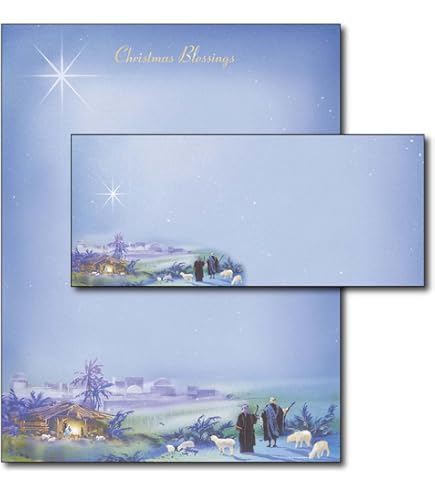Nativity Christmas Letterhead & Envelopes – 40 Sets Of Holiday Stationery