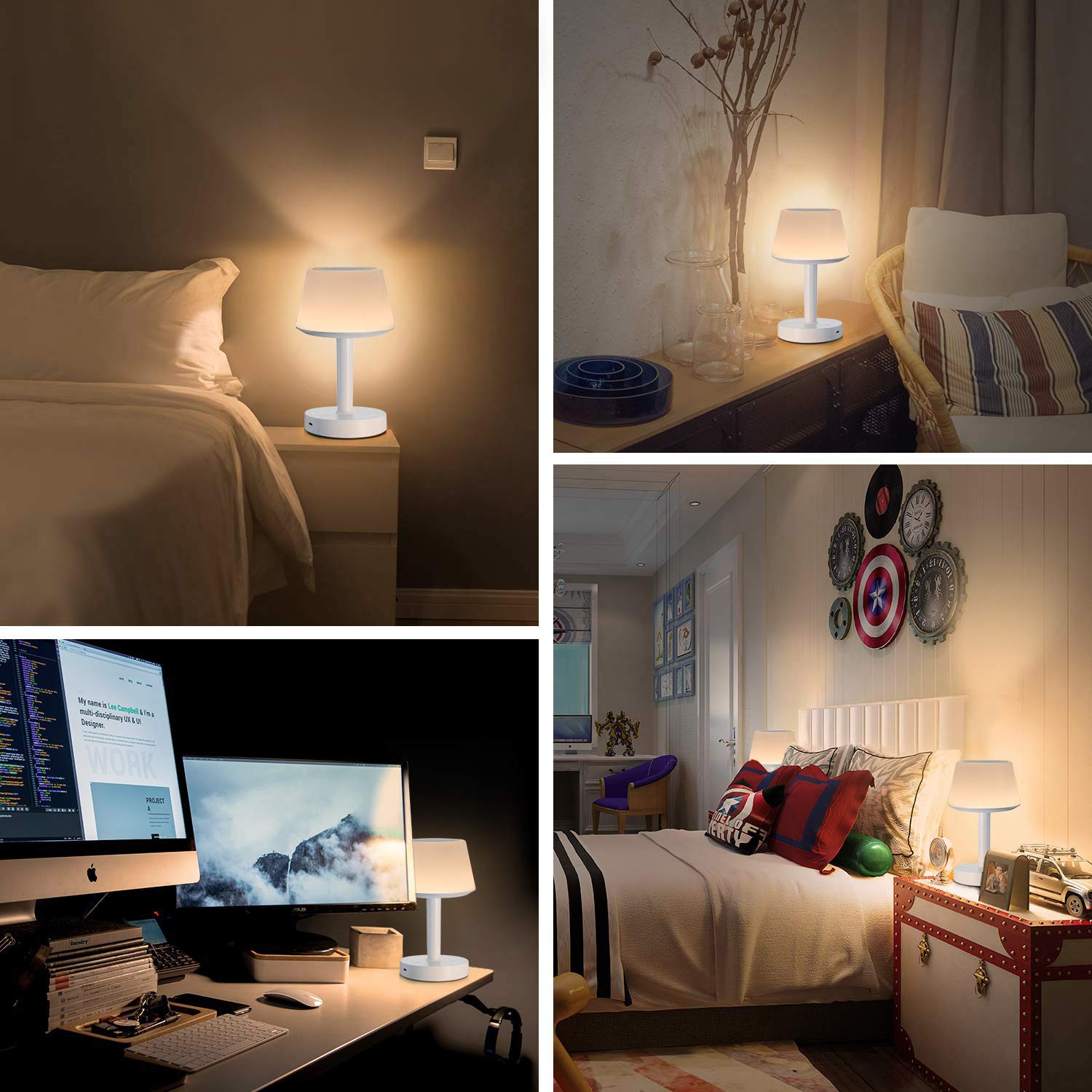 Night Light Bluetooth Speakers, Ranipobo Wireless Stereo Speaker LED Desk Lamp, Touch Control 3 Level Brightness Dimmable Warm Light Bedside Table Lamp 5 Colors Themes for Kids, Party, Bedroom