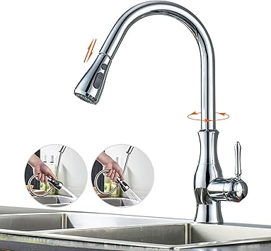 Bonade 360 Drehbar Kuchenarmatur Mit Brause Ausziehbar Hochwertige Einhebel Waschtischarmatur Armatur Kuche Spultischarmatur Einhebelmischer Chrom Amazon De Baumarkt