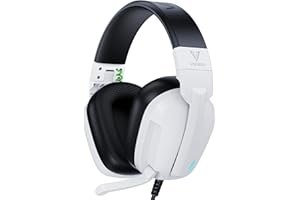 Vakedy HW11 Gaming Headset for PS4 PS5 Xbox Series X/PC/Switch Gaming Headphones with Noise Canceling Microphone,Computer Headset with 3.5mm Audio Jack,Folding Design (White)