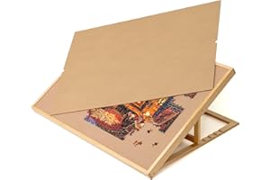 Lavievert Adjustable Jigsaw Puzzle Board with Wooden Cover, 5-Tilting-Angle Puzzle Easel for Adults, Portable Puzzle Table with Non-Slip Surface for Games Up to 1500 Pieces