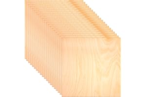 KAKO 20 Pack Basswood Sheets 1/8 x 12 x 12 Inch, Plywood Sheets, 3mm Thin Wood Sheets for Laser Cutting, Unfinished Wood for Crafts, DIY Architectural Models Making, Wood Engraving