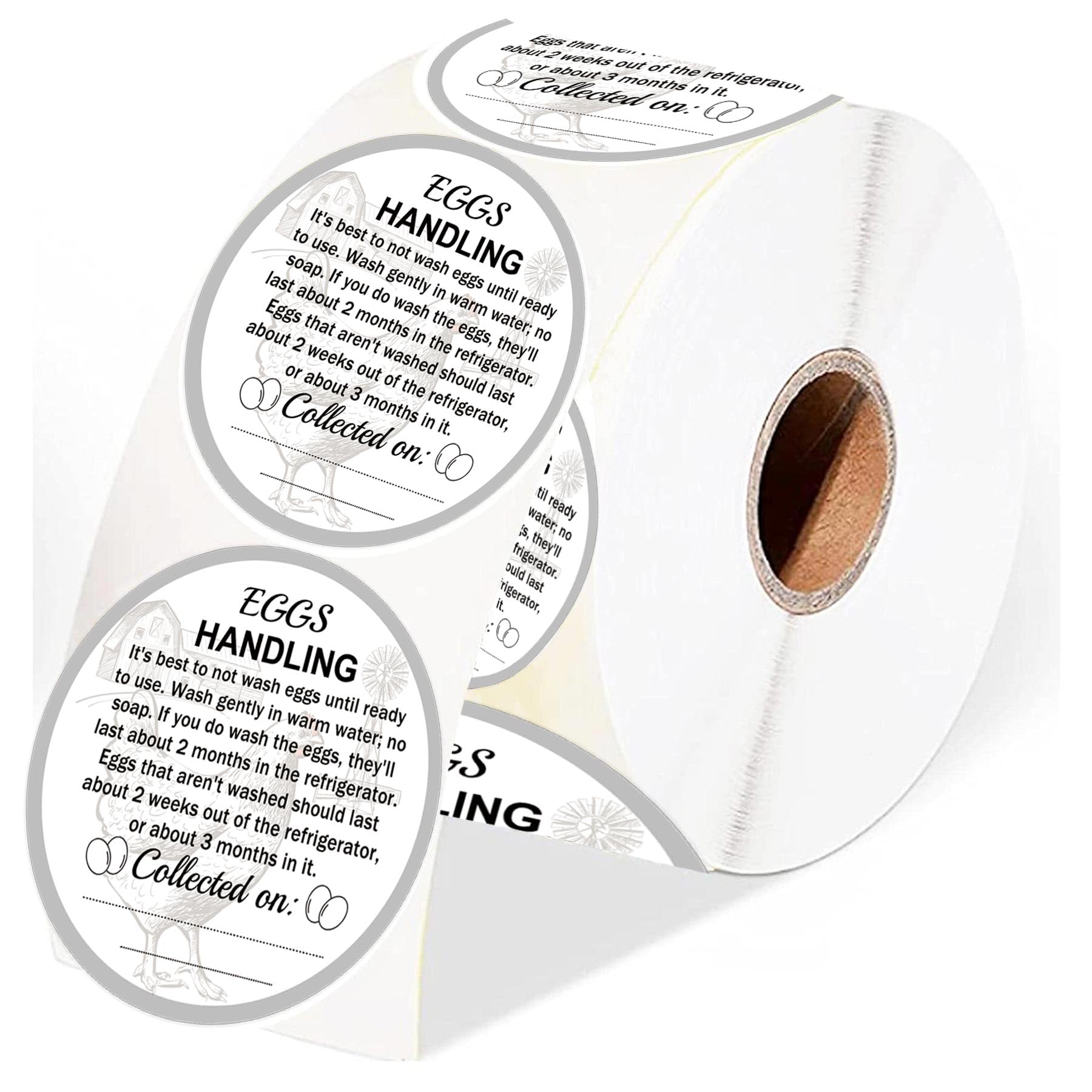 500 Pcs Farm Fresh Eggs Carton Labels Eggs Handling Stickers - 2 Inch Egg Packaging Stickers for Chicken Quail, Duck Egg