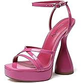 vivianly Women's Square Toe Platform High Heels Ankle Strap Chunky Block Heeled Sandals