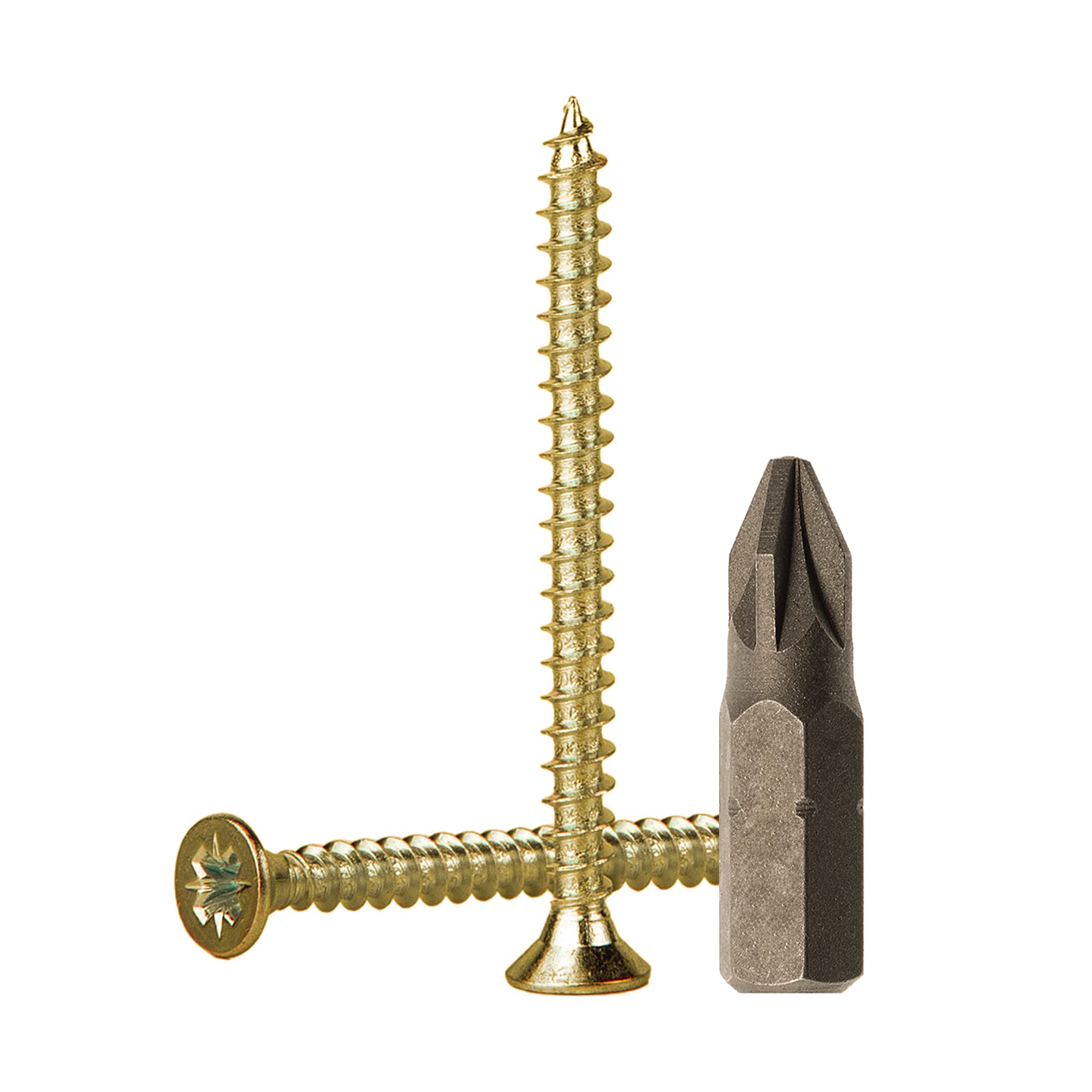 (Pack of 300 pcs) Yellow Zinc Plated Steel 3.5 x 50 mm Wood Screws, Chipboard Screws, Universal Pozi-Drive Screw, PZ Fully Threaded, Pozidriv Countersunk Head (300, 3.5 x 50 mm)