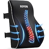 AUVON Lumbar Support Pillow for Office Chair with Patented Bulge for Lower Back Support, Ergonomic Office Home Essentials Improve Posture, Memory Foam Chair Cushion with Straps for Home, Office, Car
