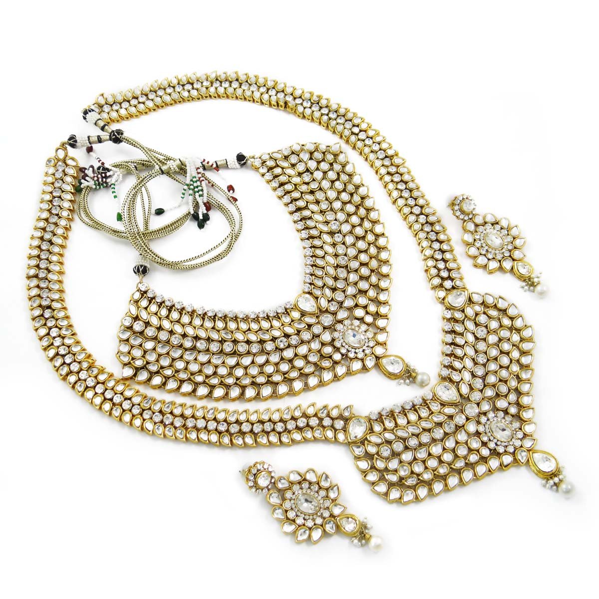 Buy 8 Pc Silver Gold Plated Kundan Jewellery, Traditional Indian Bridal Set Dulhan Jewellery at 