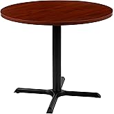 Flash Furniture 36" Round Conference Table, Cherry | Cross Base, Multipurpose, Business Meeting Table