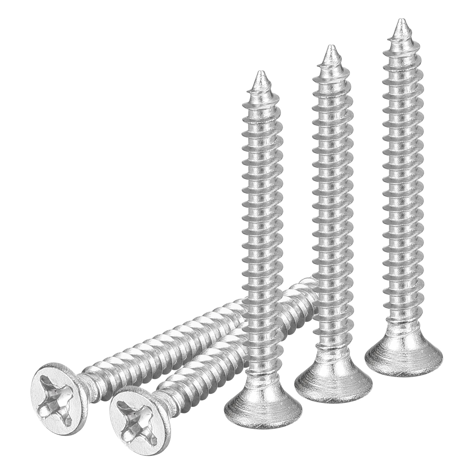 DTGN 50Pcs M3x30mm Flat Head Wood Screws, 304 Stainless Steel Phillips Self Tapping Screws - Good for Woodworking, Furniture - Silver — image 1