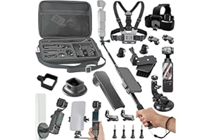 Yoethan Accessories Kit for DJI Osmo Pocket 3 Case Magnetic Bracket Desktop Base Mount Selfie Stick Tripod Glass Screen Protector Suction Cup Chest Head Strap Backpack Clip Bundle for Pocket3