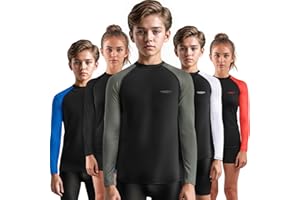 Exxact Sports Kids BJJ Rash Guard Long Sleeve, Ranked No Gi Jiu Jitsu Compression Shirt for Boys & Girls for MMA, Wrestling