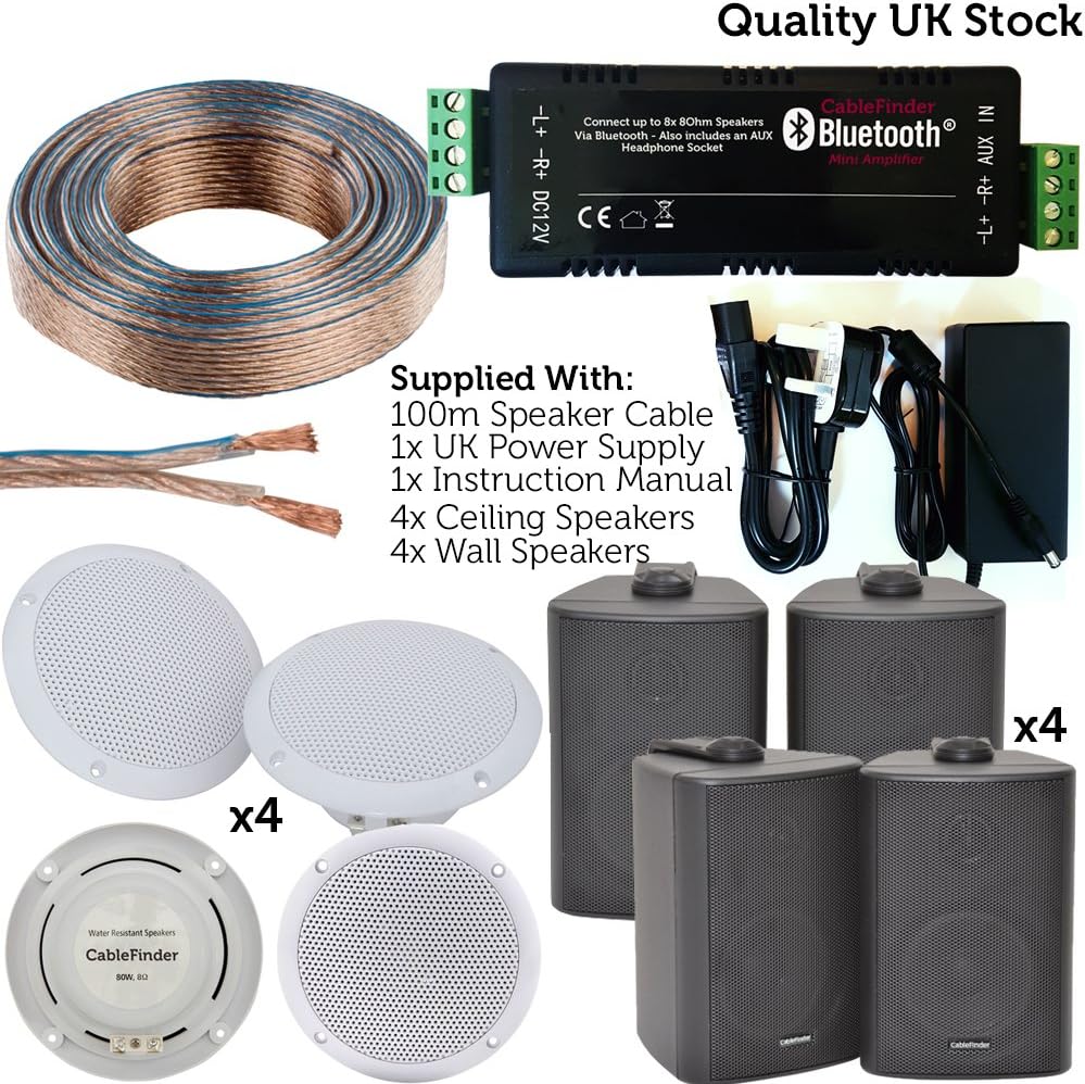 Bar & Restaurant Bluetooth Speaker Kit 4x 80W Ceiling Amazon.co.uk