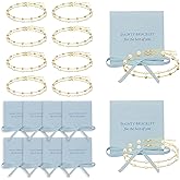 Dreamfox 24PCS 8 Set Bridesmaid Gift Pearl Bracelets for Women 18K Gold Bracelets Bulk Surgical Stainless Steel Bridesmaid Jewelry for Wedding Party Favor