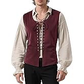 Tyuduo Men's Medieval Renaissance Pirate Vest Gothic Steampunk Waistcoat for Men