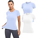 MathCat Workout Shirts for Women, Compression Short Sleeve Workout Tops, Soft Seamless Gym Shirts Running Shirts