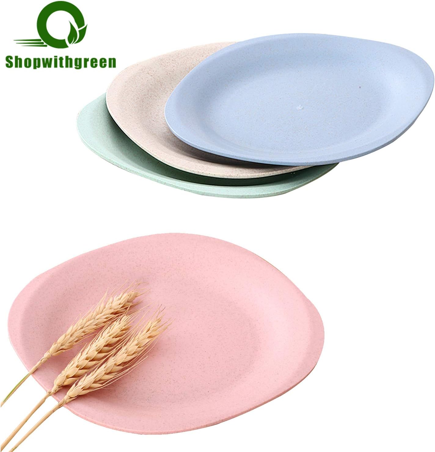 Shopwithgreen 7.3'' Bread Butter Wheat Straw Plates