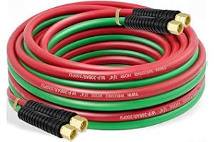 RX WELD Oxygen Acetylene Hose 1/4-Inch × 25 Feet with 9/16"-18 B fittings,Torch Hose,Grade R (25 Feet)