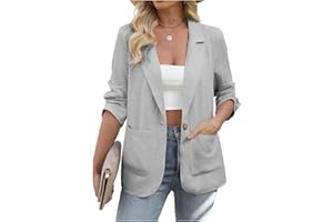 CARYDETY Women's Casual Linen Blazer Lightweight Spring Summer Jackets Fully-Lined Casual Work Jacket with Pockets Cardigan