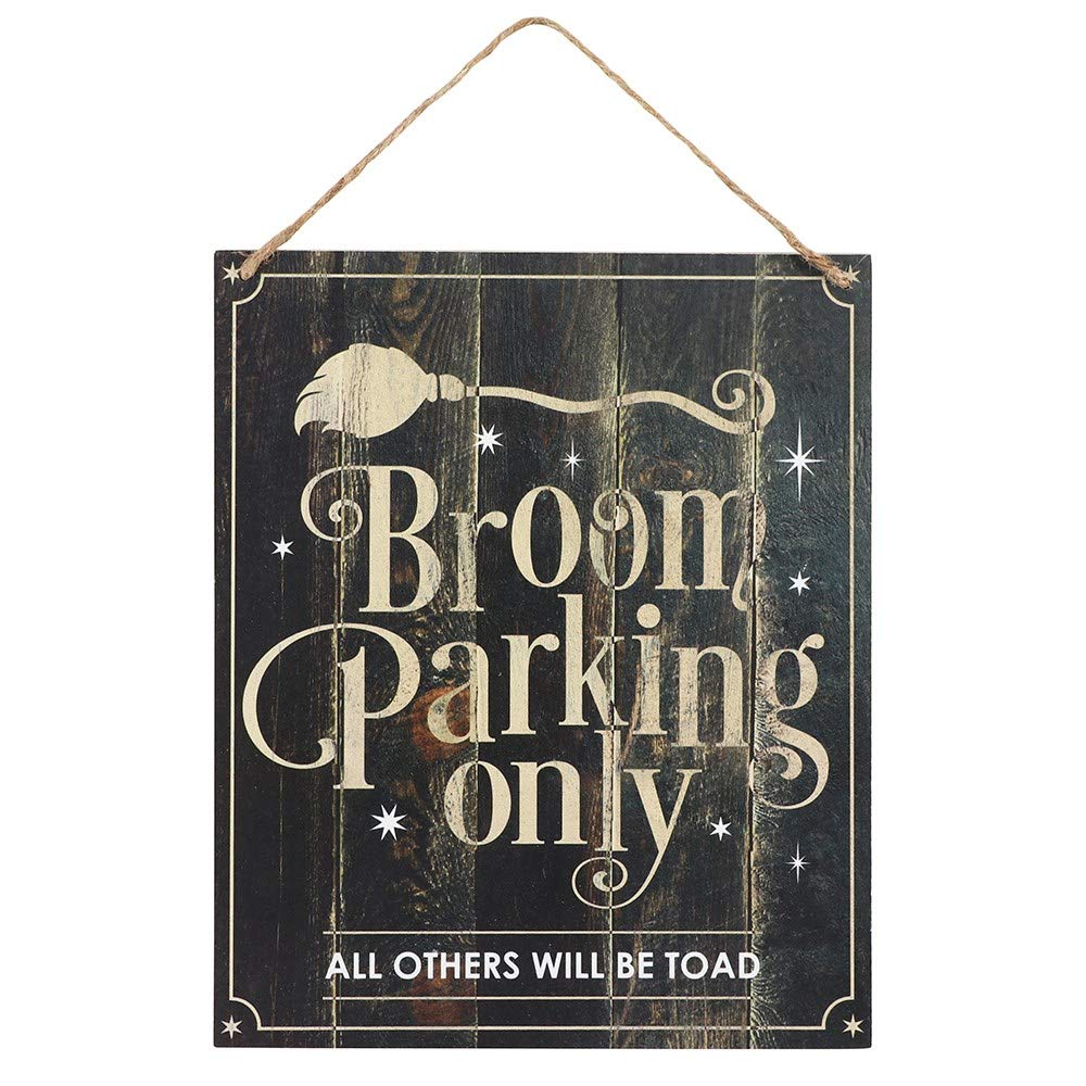Enchanting "Broom Parking Only" Hanging Sign - 30cm x 25cm (1 Pc.) - Whimsical MDF Hanging Decor - Perfect for Halloween & Everyday Charm