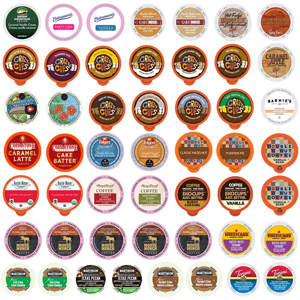 Flavored Coffee Pods Variety Pack - Single Serve Cups for All Keurig K Cups Coffee Makers - Premium Selection, 50 Count