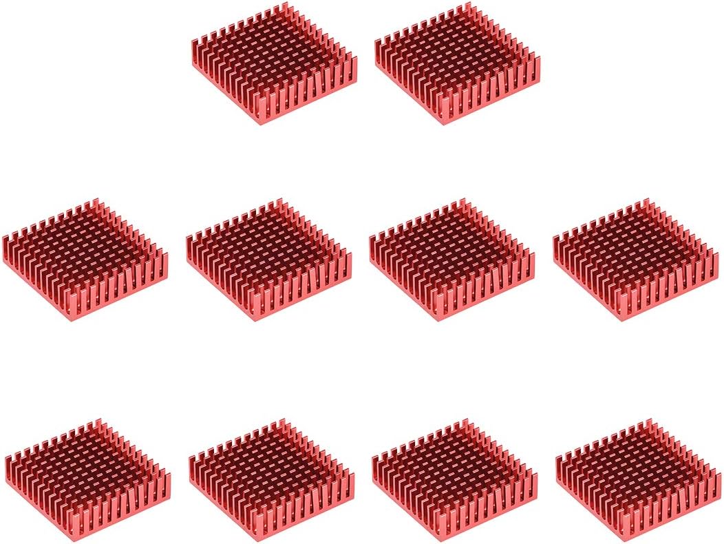 sourcing map Electronic Radiators Heatsink for Stepper Motor,3D Printer 40x40x11mm Red 10pcs